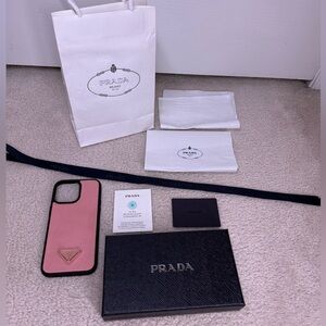 100% Authentic Prada Saffiano Leather Case For iPhone 16 Pro Max Pink W/ Box